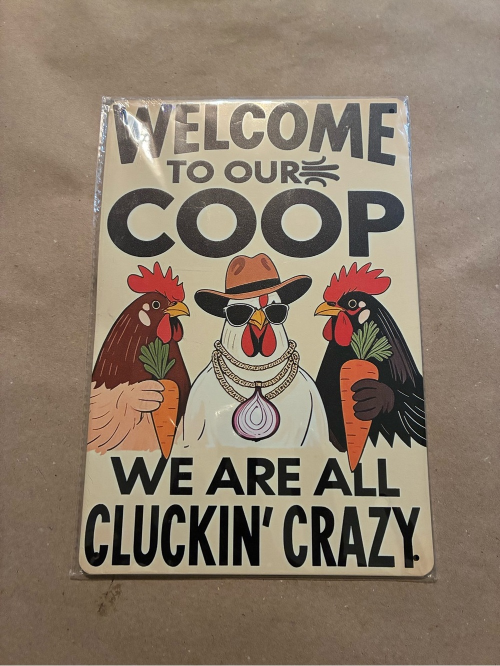 Welcome to Our Coop Wall Art Sign - Cream, Black & Red -